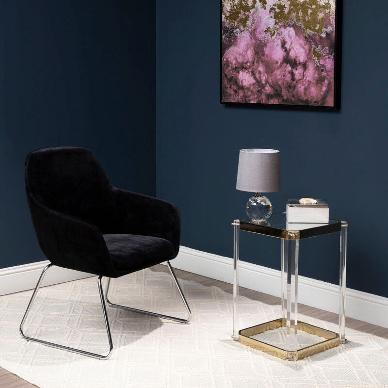 Black Velvet Dining Chair with Chrome Legs | Stockholm