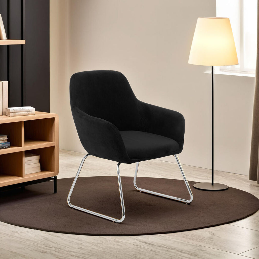 Black Velvet Dining Chair with Chrome Legs | Stockholm