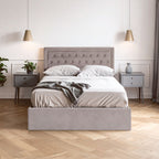 Grey Velvet Ottoman Bed Double | Hannah