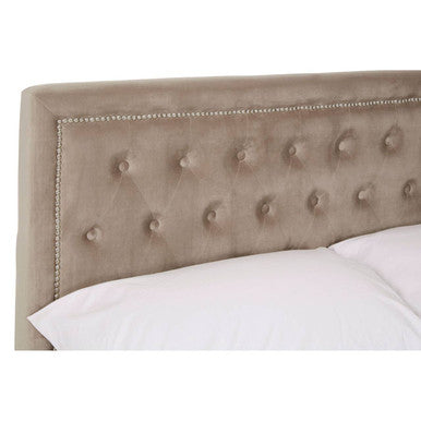 Mink Velvet Ottoman Double Bed | Hannah