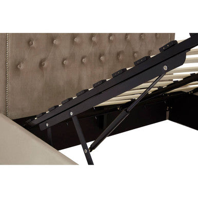 Mink Velvet Ottoman Double Bed | Hannah