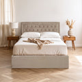 Mink Velvet Ottoman Double Bed | Hannah