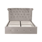 Grey Velvet Ottoman Double Bed | Edison