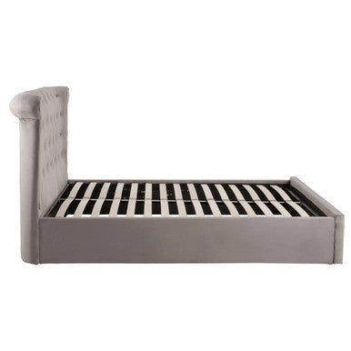 Grey Velvet Ottoman Double Bed | Edison