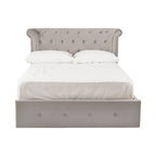 Grey Velvet Ottoman Double Bed | Edison