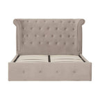 Mink Velvet Ottoman Double Bed | Edison