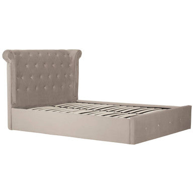 Mink Velvet Ottoman Double Bed | Edison