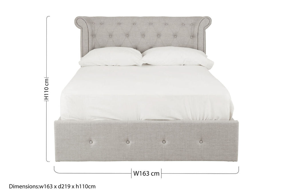 Light Grey Ottoman Double Bed | Edison