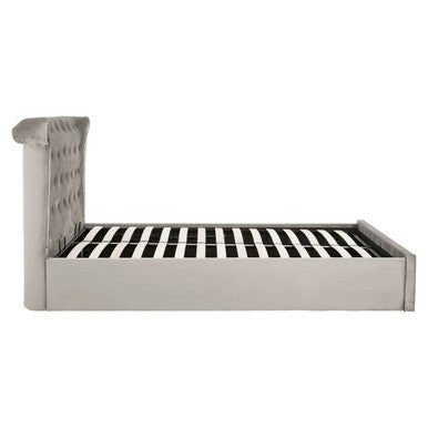 Grey Brushed Velvet Ottoman King Bed | Edison