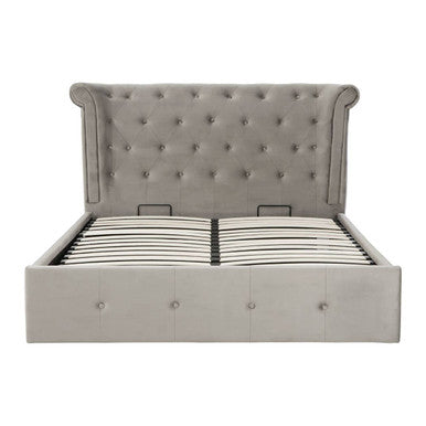 Grey Brushed Velvet Ottoman King Bed | Edison