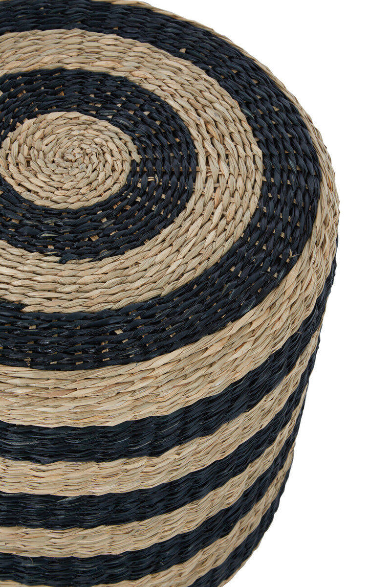 Ashby Seagrass Pouffe with Black Stripes