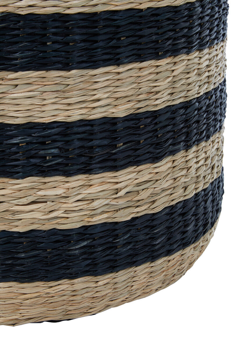 Ashby Seagrass Pouffe with Black Stripes