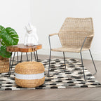 Ashby Seagrass Pouffe with White Stripe
