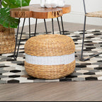 Ashby Seagrass Pouffe with White Stripe