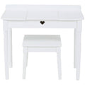 White Children Dressing Table and Stool with Heart-Shaped Mirror, Kids