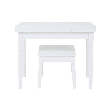 White Children Dressing Table and Stool with Heart-Shaped Mirror, Kids