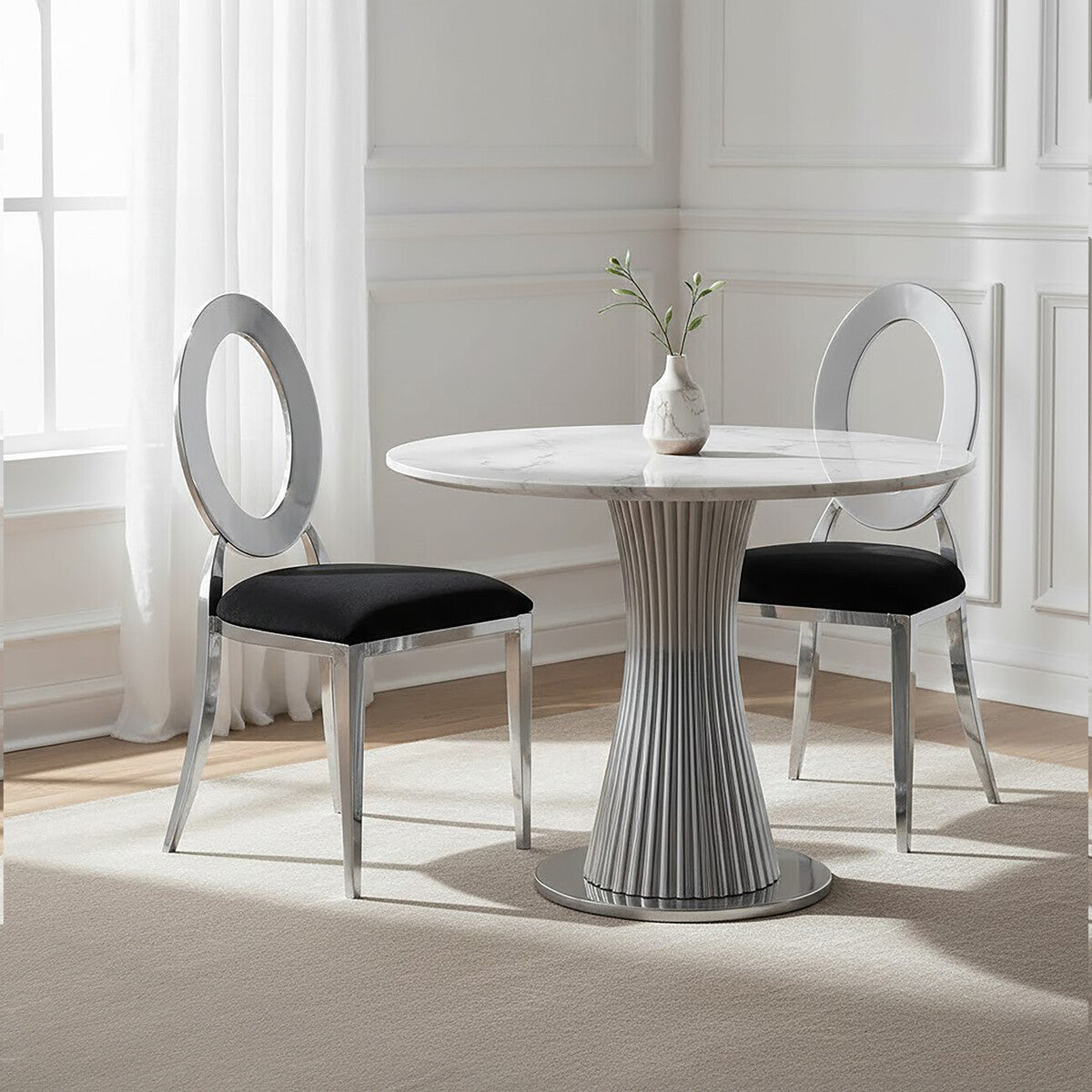 Stackable Silver Frame Dining Chair | Sarita