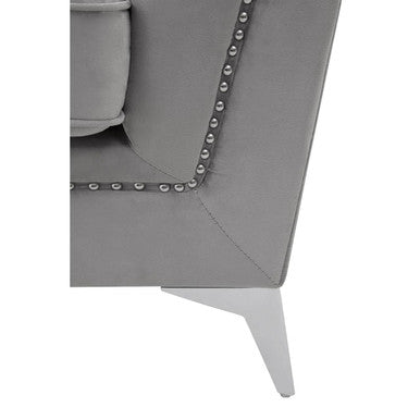2 Seater Grey Velvet Sofa | Hansa