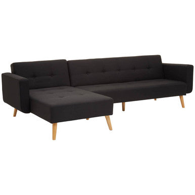 Black Linen Corner Sofas Bed, Hansa Hagen