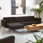 Black Linen Corner Sofas Bed Hagen | Hansa