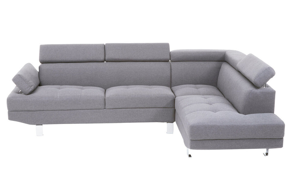 Grey Linen Corner Sofa with Adjustable Headrests | Hanover