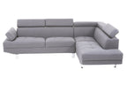 Grey Linen Corner Sofa with Adjustable Headrests | Hanover