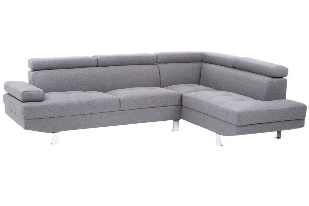 Grey Linen Corner Sofa with Adjustable Headrests | Hanover