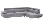 Grey Linen Corner Sofa with Adjustable Headrests | Hanover