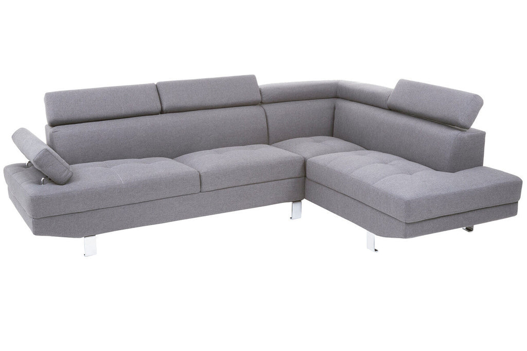Grey Linen Corner Sofa with Adjustable Headrests | Hanover