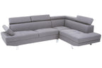 Grey Linen Corner Sofa with Adjustable Headrests | Hanover