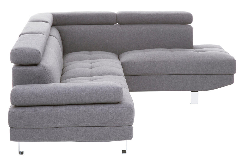 Grey Linen Corner Sofa with Adjustable Headrests | Hanover