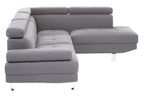 Grey Linen Corner Sofa with Adjustable Headrests | Hanover