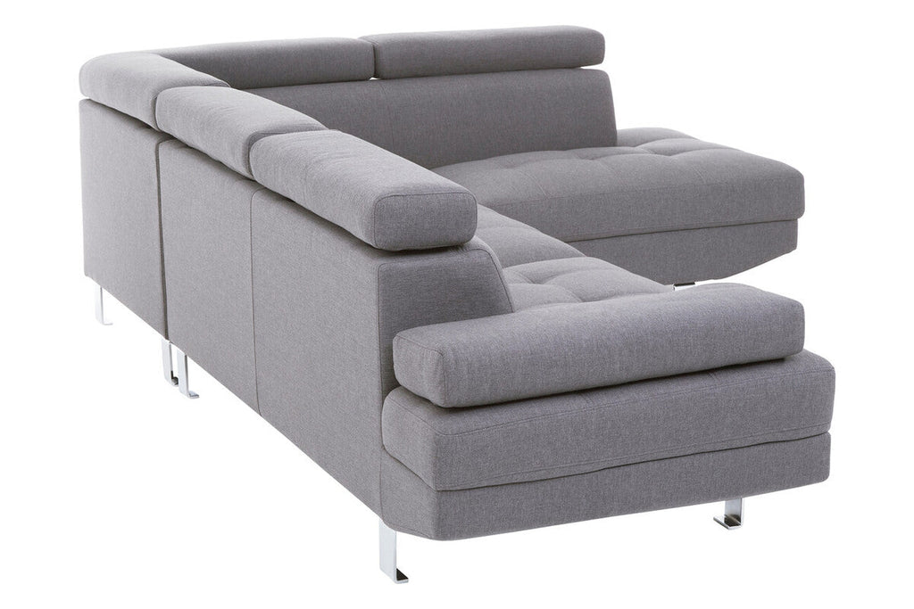 Grey Linen Corner Sofa with Adjustable Headrests | Hanover