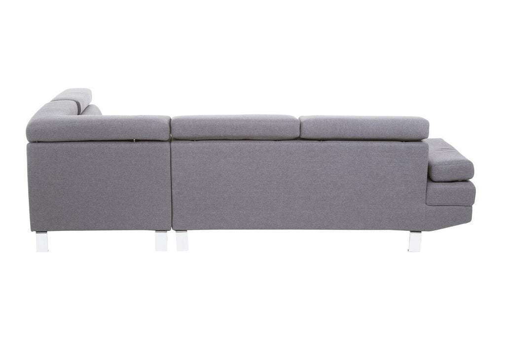 Grey Linen Corner Sofa with Adjustable Headrests | Hanover