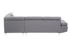 Grey Linen Corner Sofa with Adjustable Headrests | Hanover