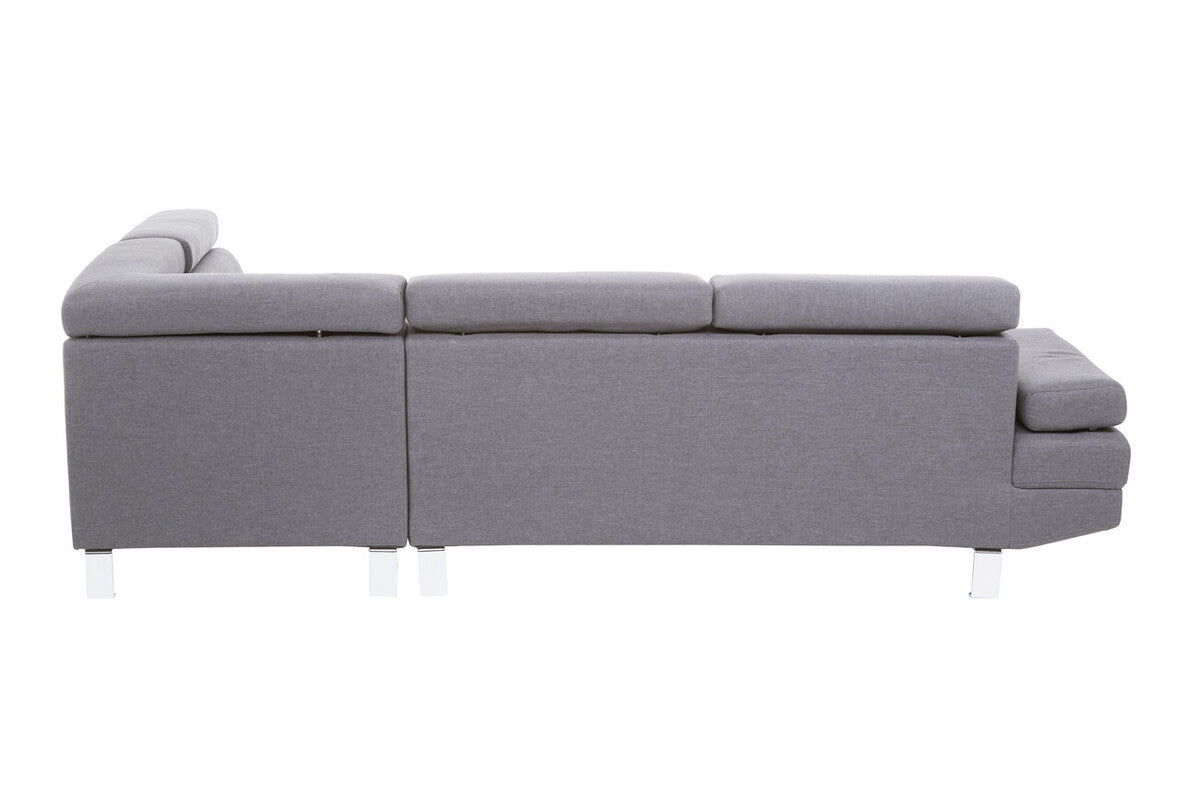 Grey Linen Corner Sofa with Adjustable Headrests | Hanover
