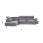 Grey Linen Corner Sofa with Adjustable Headrests | Hanover