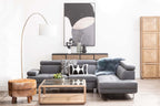 Grey Linen Corner Sofa with Adjustable Headrests | Hanover