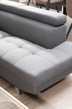 Grey Linen Corner Sofa with Adjustable Headrests | Hanover