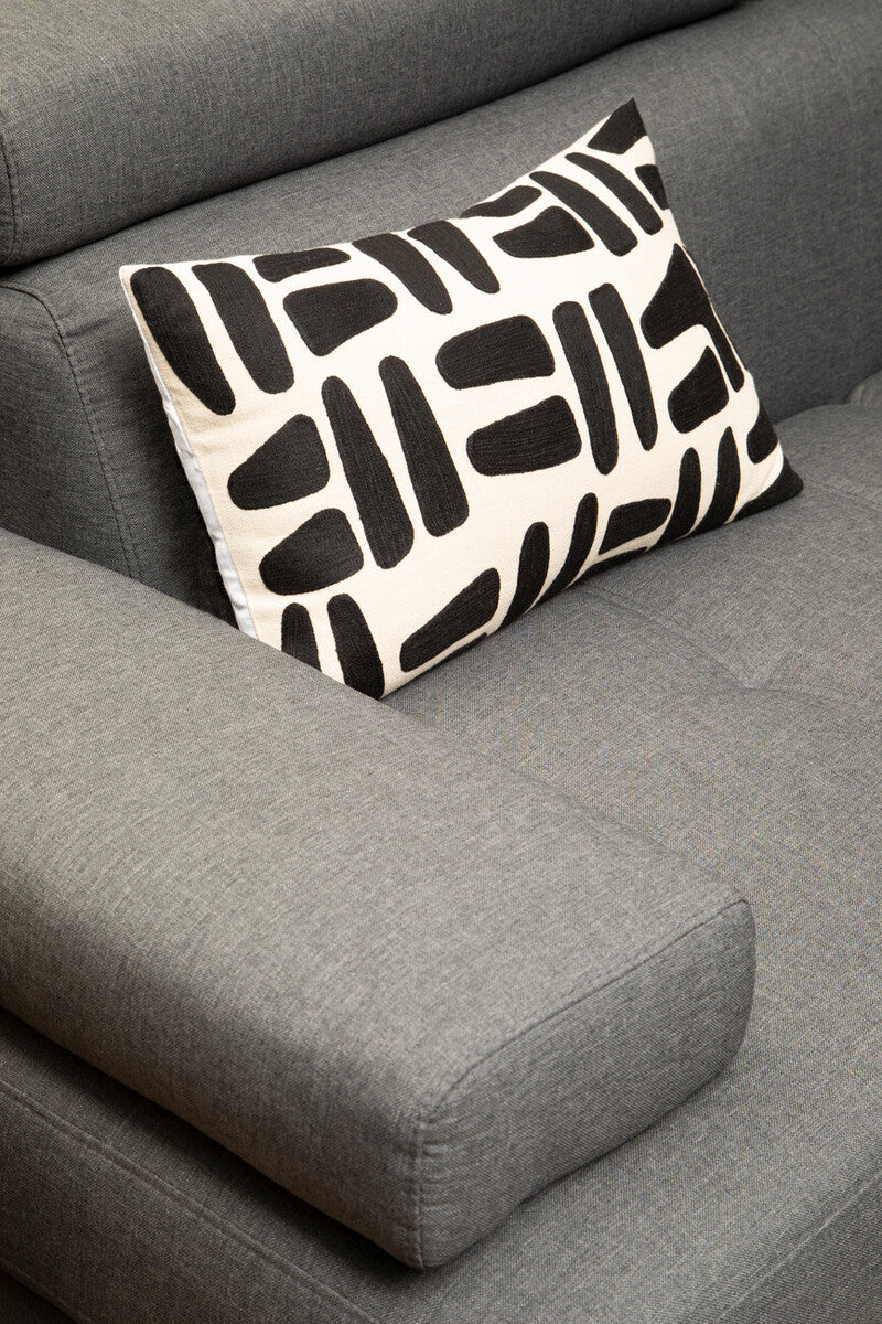 Grey Linen Corner Sofa with Adjustable Headrests | Hanover