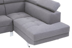 Grey Linen Corner Sofa with Adjustable Headrests | Hanover