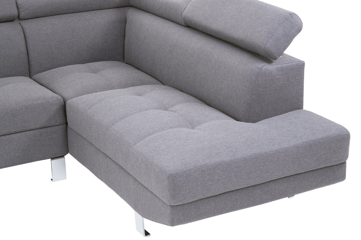 Grey Linen Corner Sofa with Adjustable Headrests | Hanover