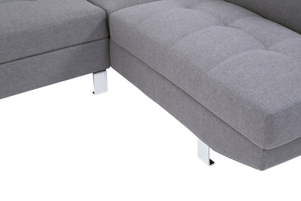 Grey Linen Corner Sofa with Adjustable Headrests | Hanover