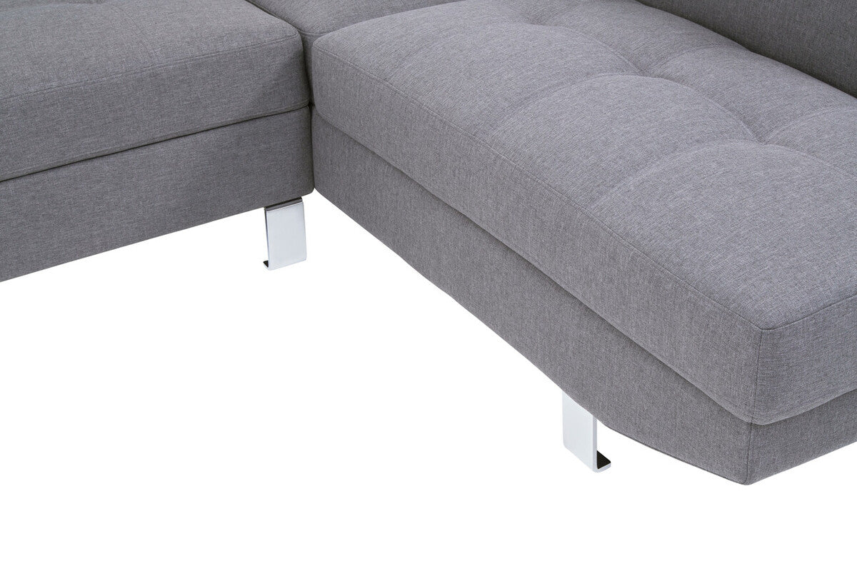 Grey Linen Corner Sofa with Adjustable Headrests | Hanover