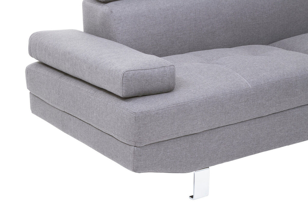 Grey Linen Corner Sofa with Adjustable Headrests | Hanover