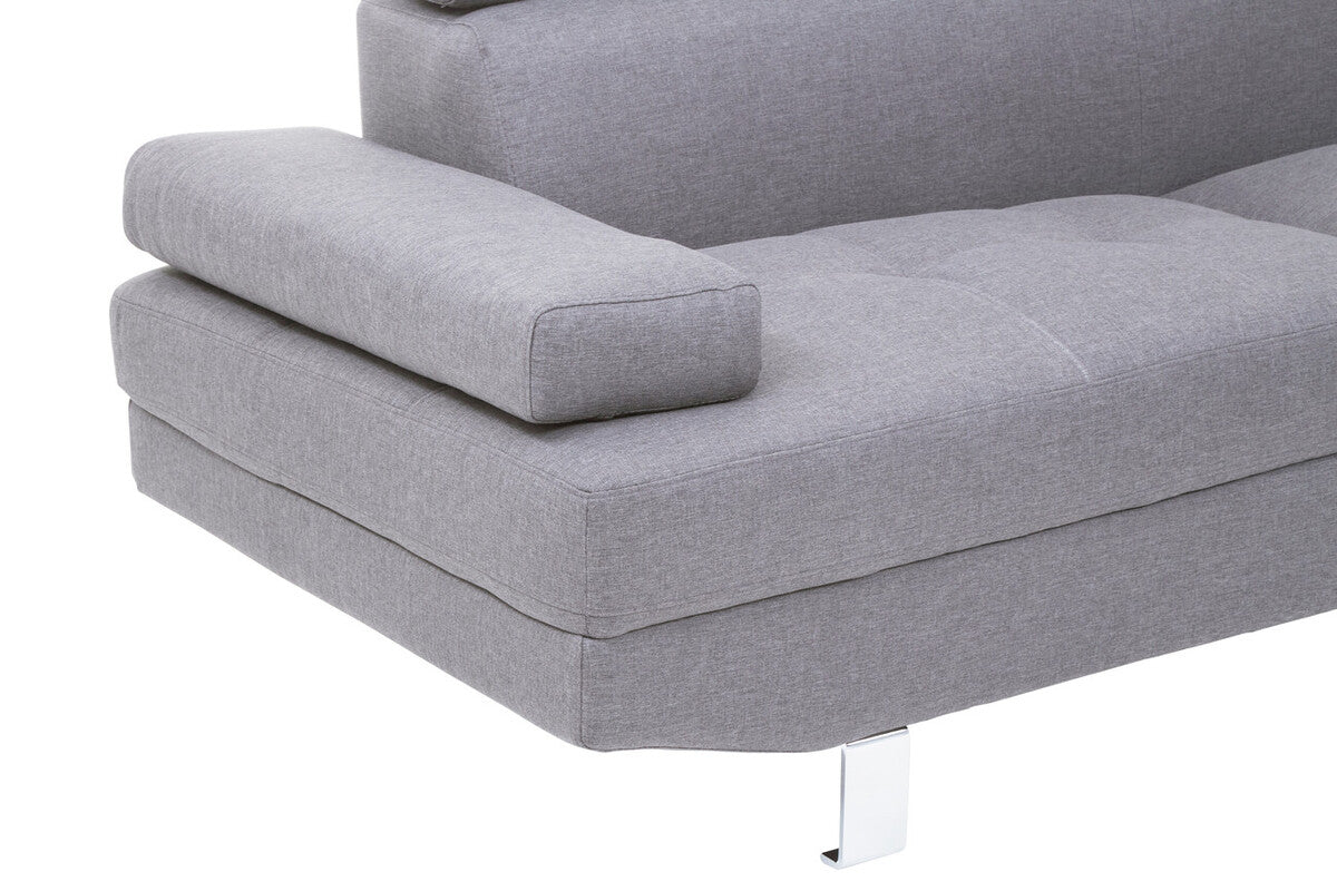 Grey Linen Corner Sofa with Adjustable Headrests | Hanover
