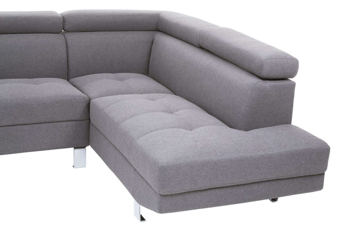 Grey Linen Corner Sofa with Adjustable Headrests | Hanover