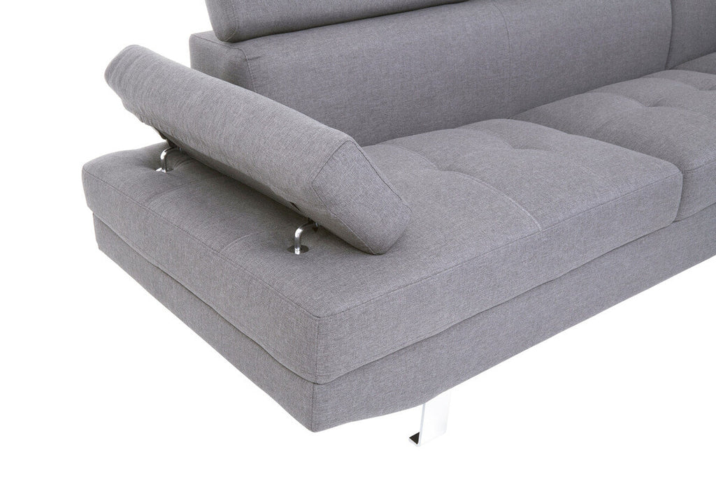 Grey Linen Corner Sofa with Adjustable Headrests | Hanover