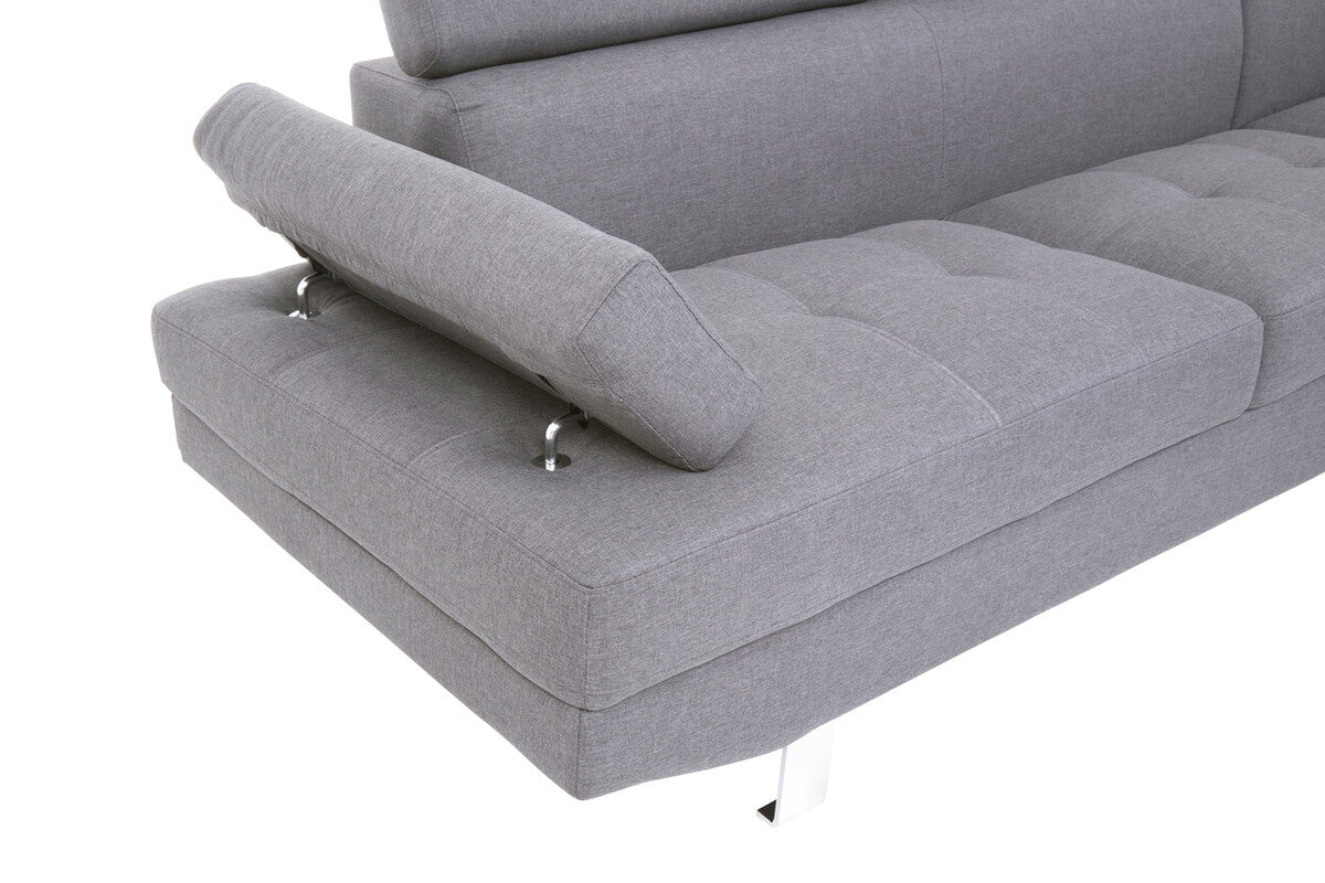 Grey Linen Corner Sofa with Adjustable Headrests | Hanover