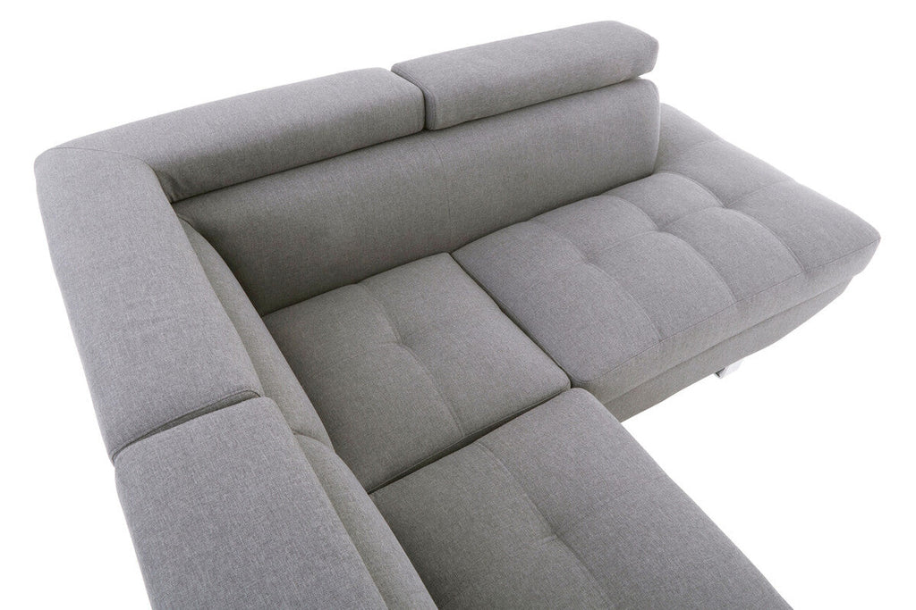 Grey Linen Corner Sofa with Adjustable Headrests | Hanover